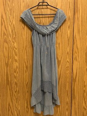 Seas spiceBlue Off-Shoulder Boho High-Low Dress medium